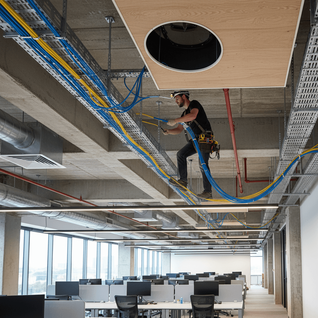 Running network cabling in office